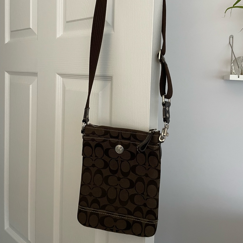 Dark Brown Coach Crossbody w/C logo